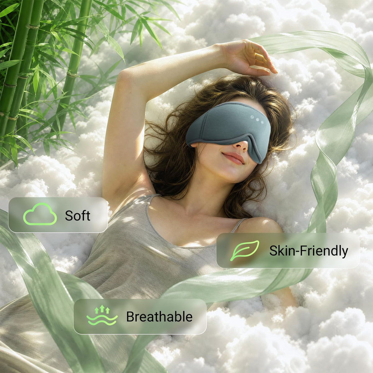 Bamboo Cotton Sleep Mask with Bluetooth Headphones T43419