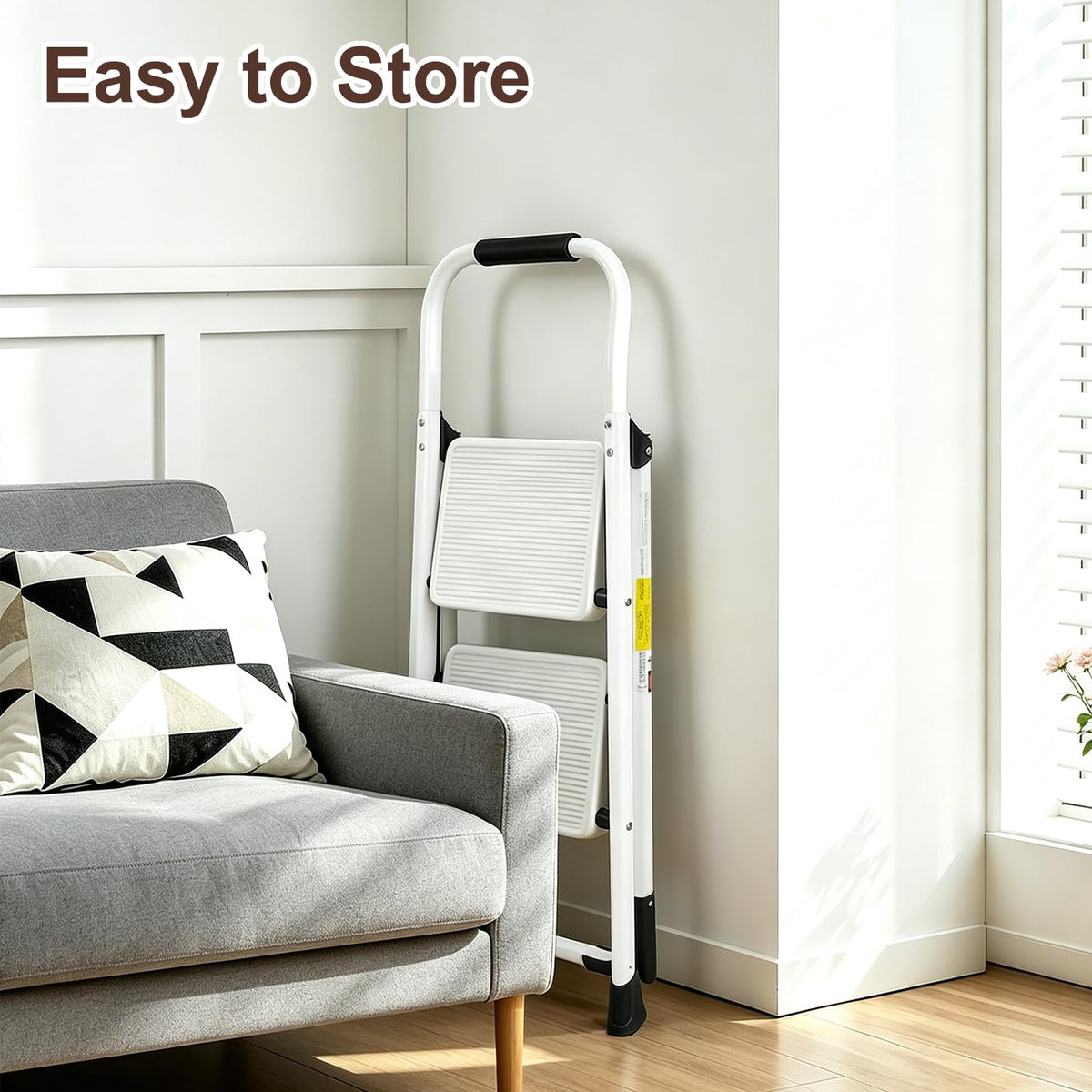 2 Step White Folding Ladder J812358