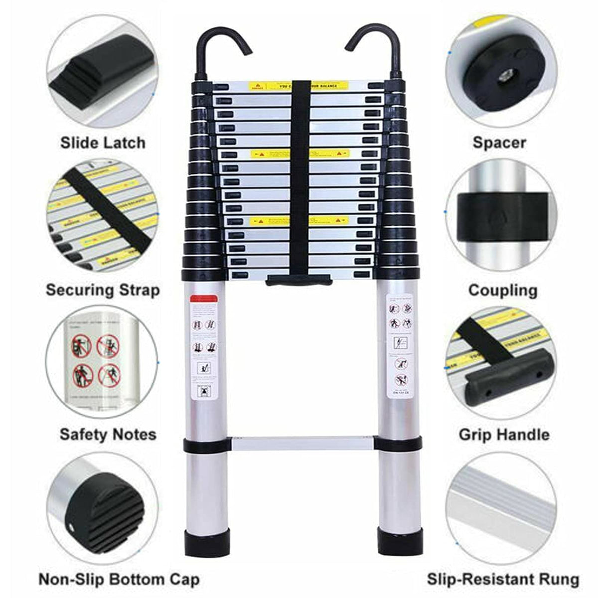 20.34 FT Aluminum Telescoping Ladder 330 Lb Capacity A124870