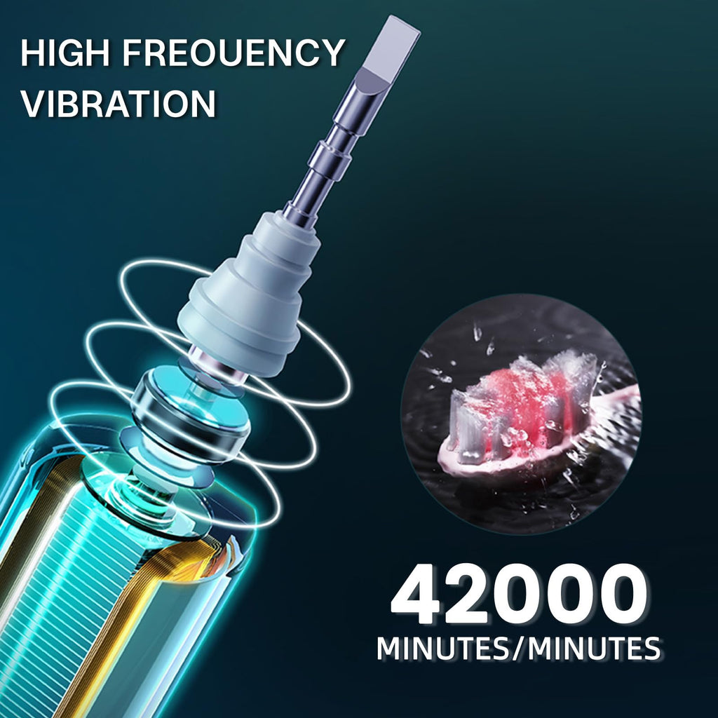 Black White Electric Toothbrush with 10 Brush Heads E69559
