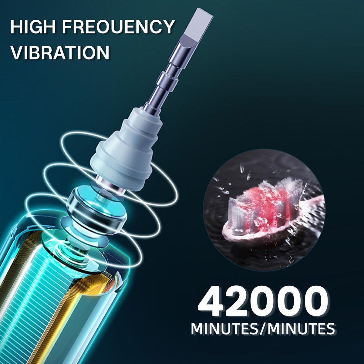 Black White Electric Toothbrush with 10 Brush Heads E69559