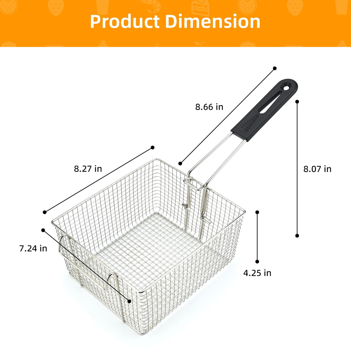 Electric Fryer Basket with Rubber Handle Grip, 2 Pcs H350411