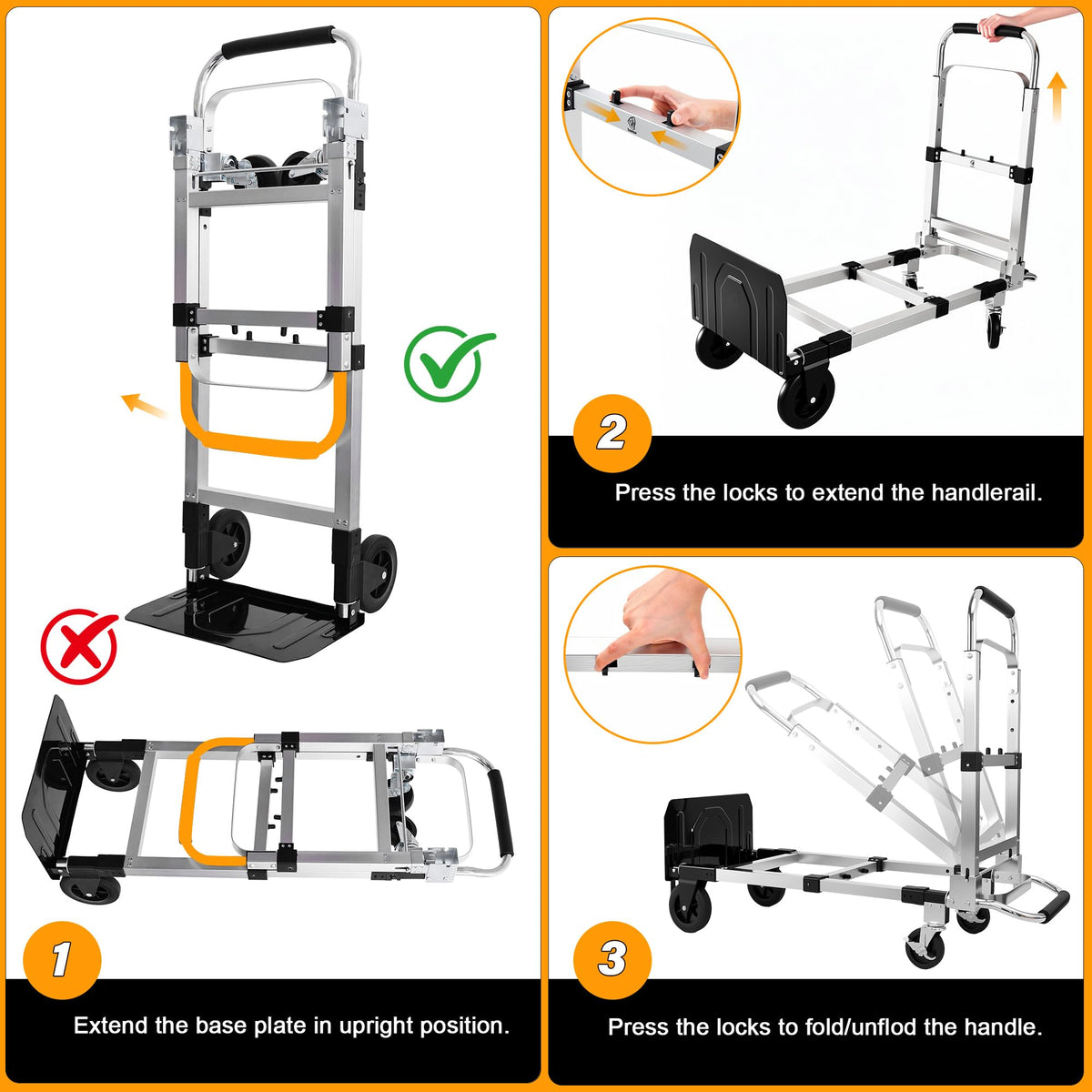 3 in 1 Convertible Folding Hand Truck with 2 Straps V444052