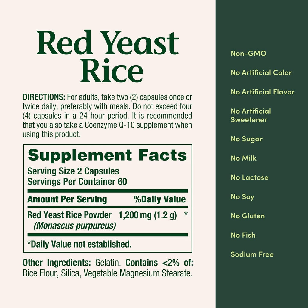 Red Yeast Rice 600mg 120 Capsules Pack of 2 K718