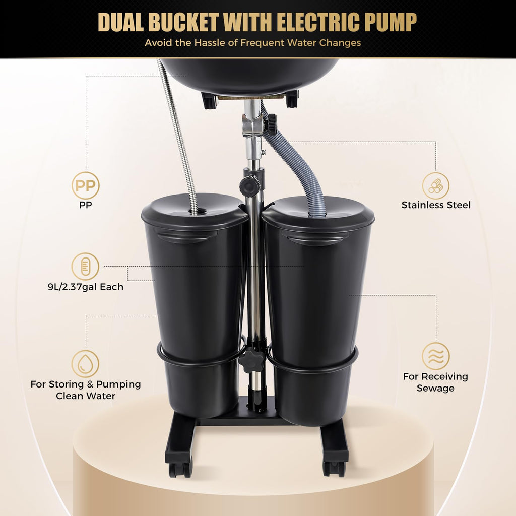 Portable Shampoo Bowl with Pump and 2 Water Tanks W337