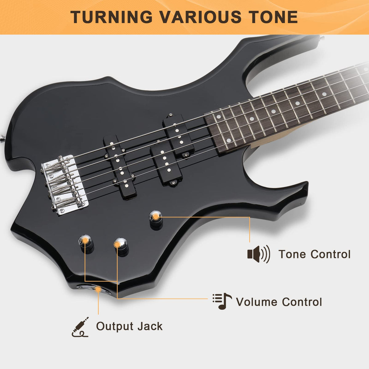 Electric Bass Guitar 4 Strings Full Size Right Hand with Bag W1258