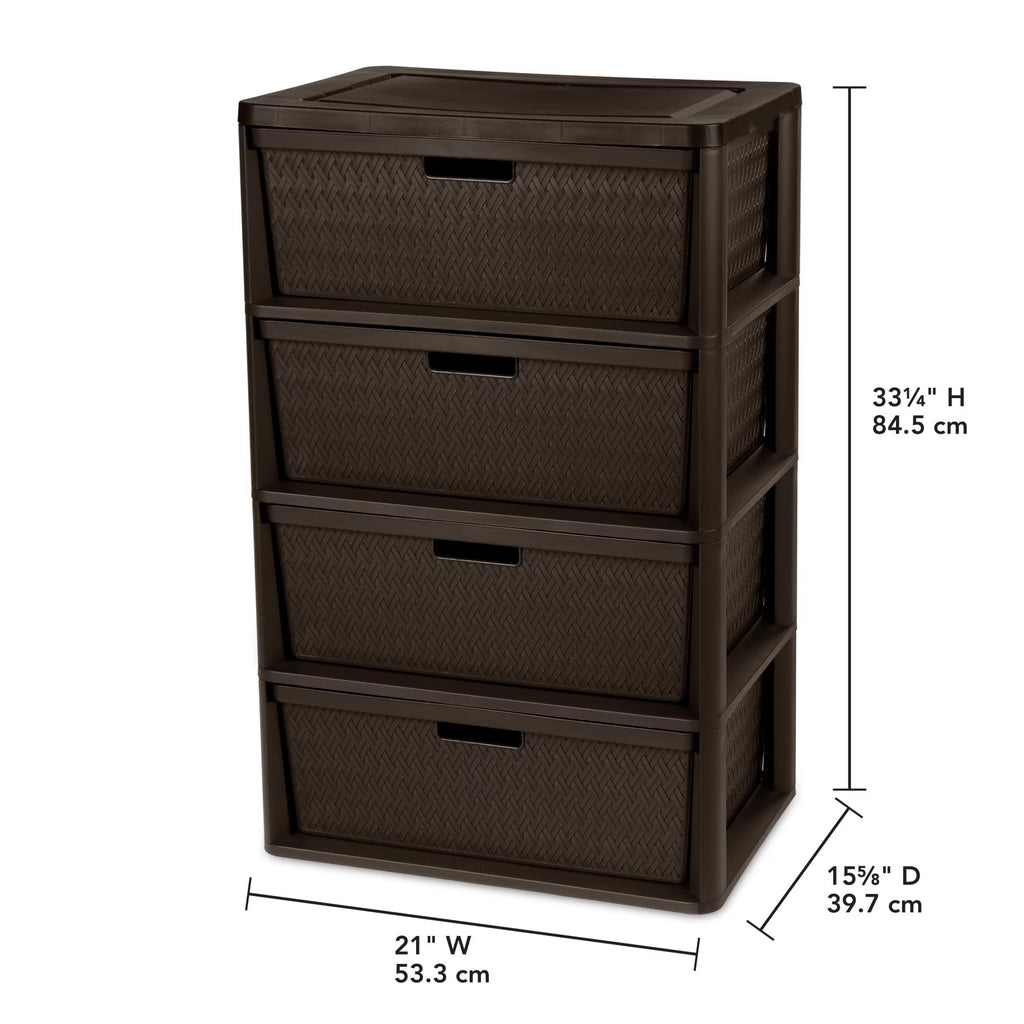 Brown 4 Drawer Plastic Storage Organizer T932