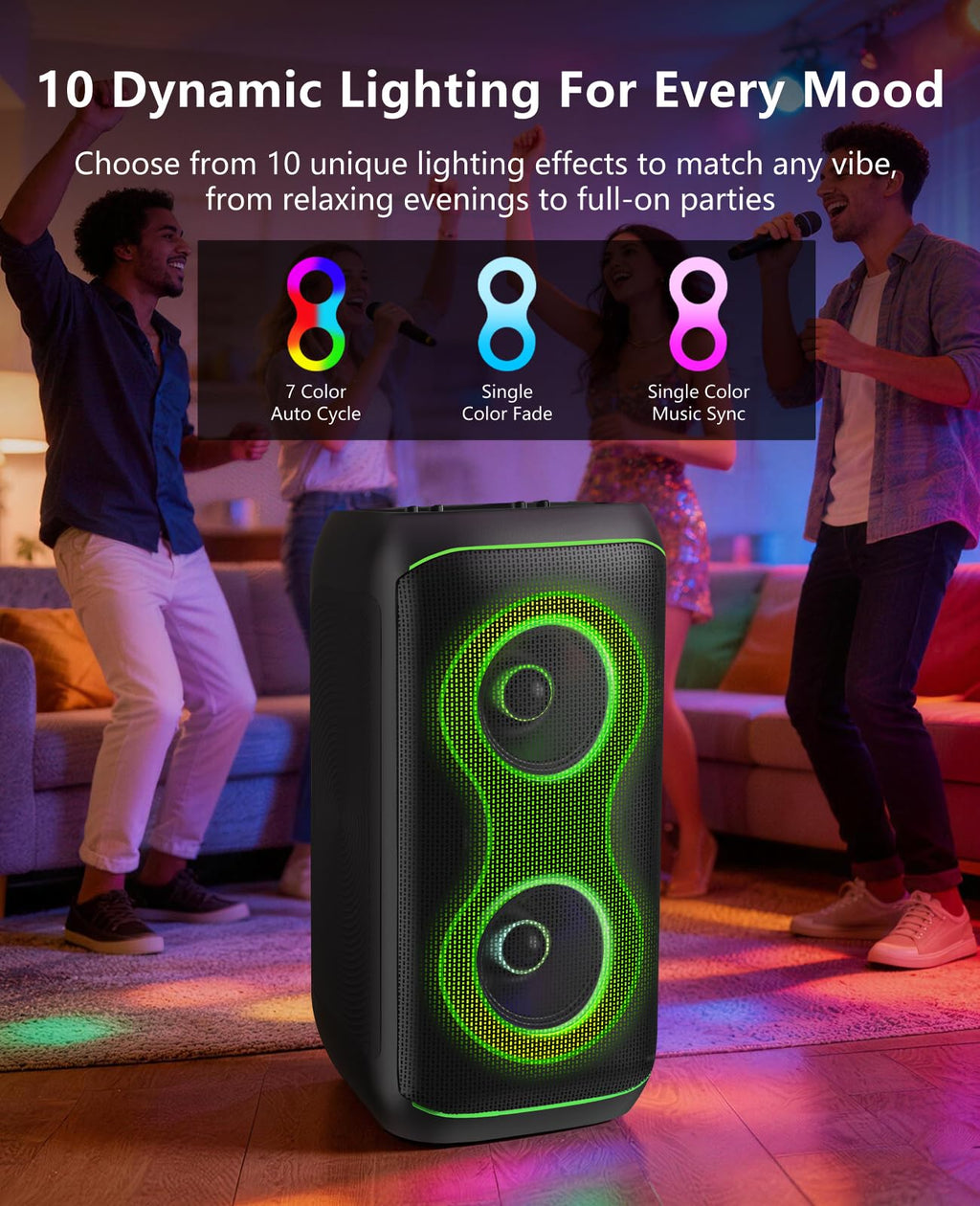 500W Karaoke Machine with 2 Wireless Microphones and Dual 6.5'' Subwoofers G272839