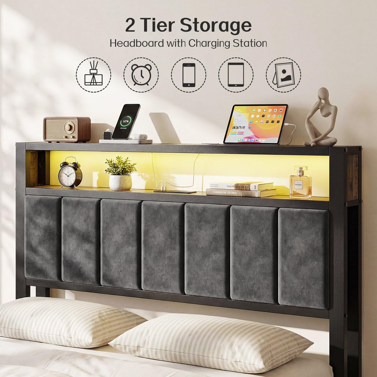 Full Size Bed Frame with Headboard F8763