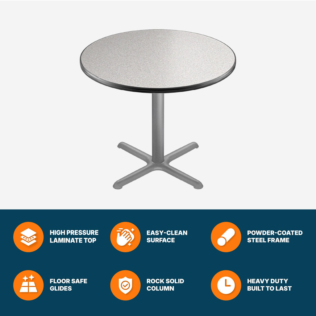 Round 36 in Diameter 30 in Dining Height Black Frame Gray Laminate Cafe Table I511374