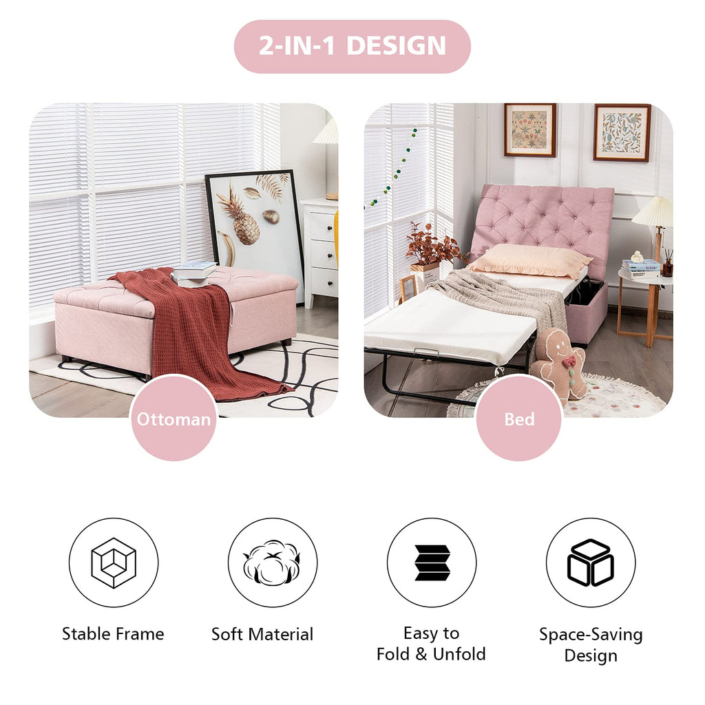 Pink Convertible Sleeper Chair with Mattress L957429