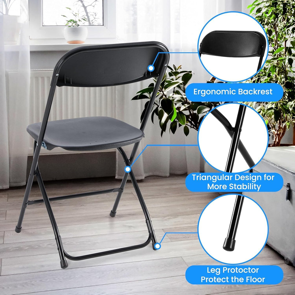 4 Pack Black Plastic Folding Chairs L717