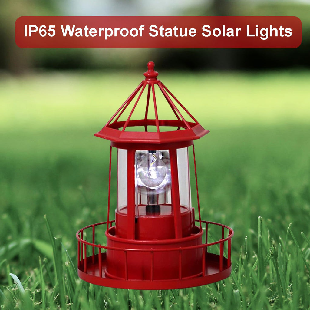 Waterproof Rotating Solar Lighthouse Statue E775