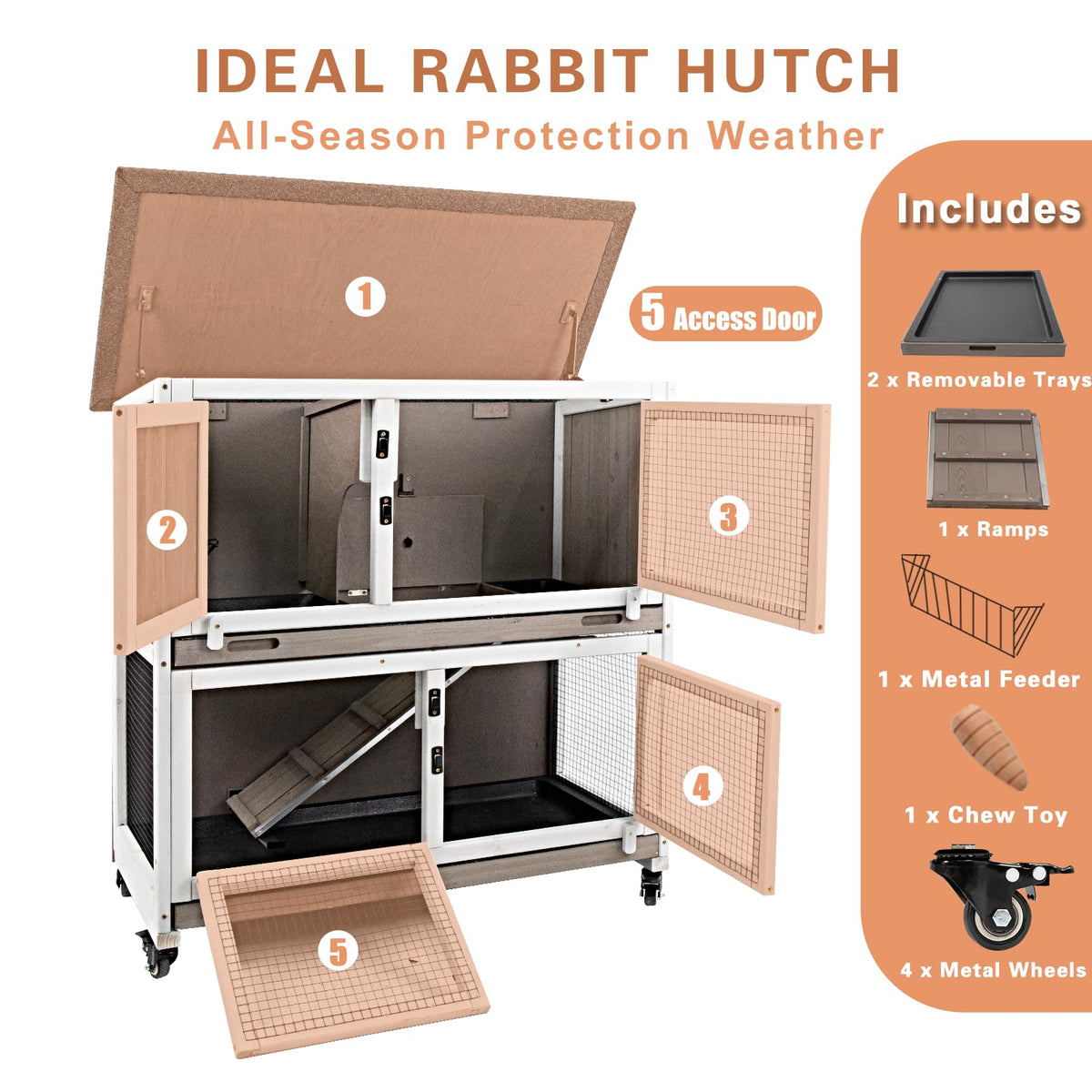 36" L 2-Story Rabbit Hutch on 4 Wheels R579610