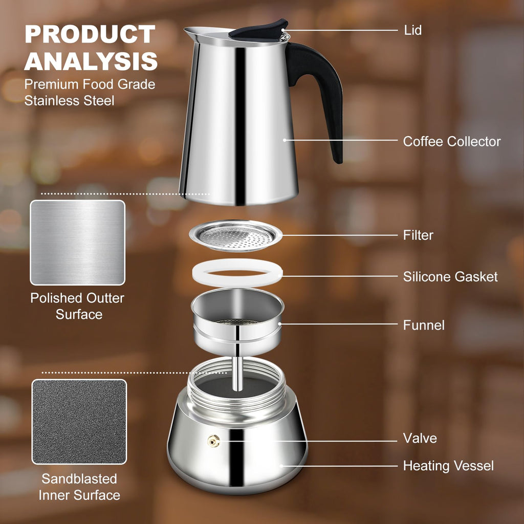 12 Cup Stainless Steel Stovetop Espresso Maker Moka Pot Z513
