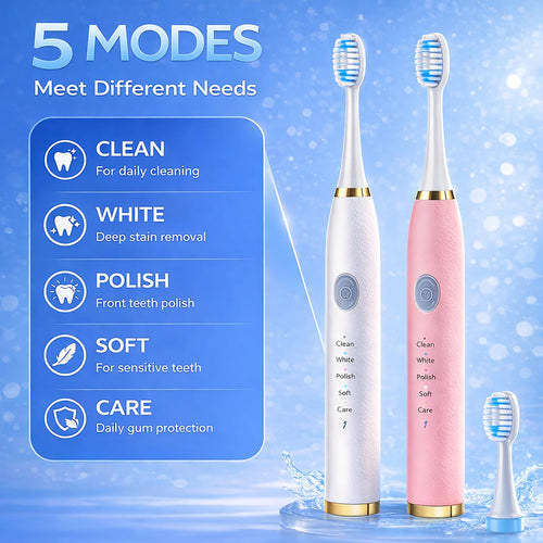 2 Pack Electric Toothbrush with 10 Replacement Brush Head C86456