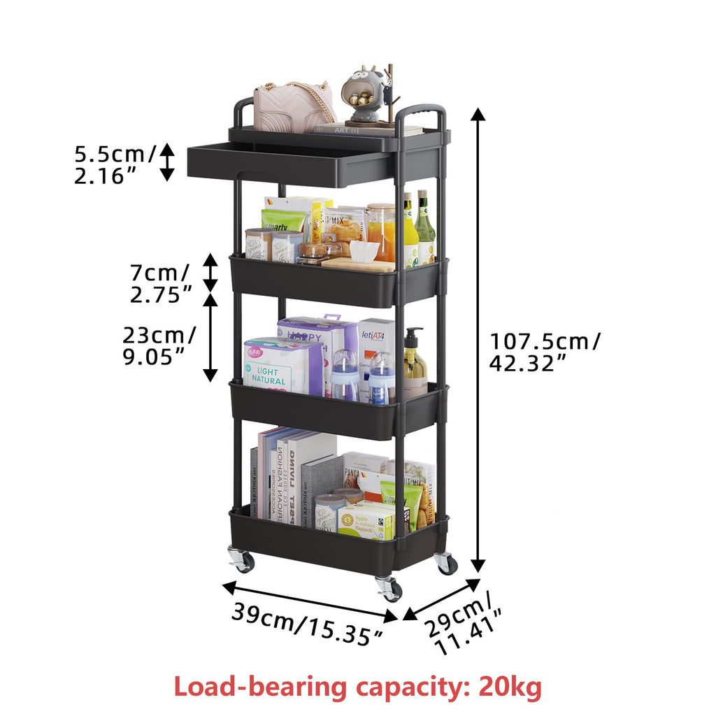 4-Tier Utility Cart with Drawer & Wheels L41886