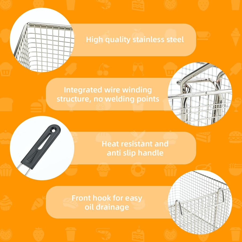 Electric Fryer Basket with Rubber Handle Grip, 2 Pcs H350411