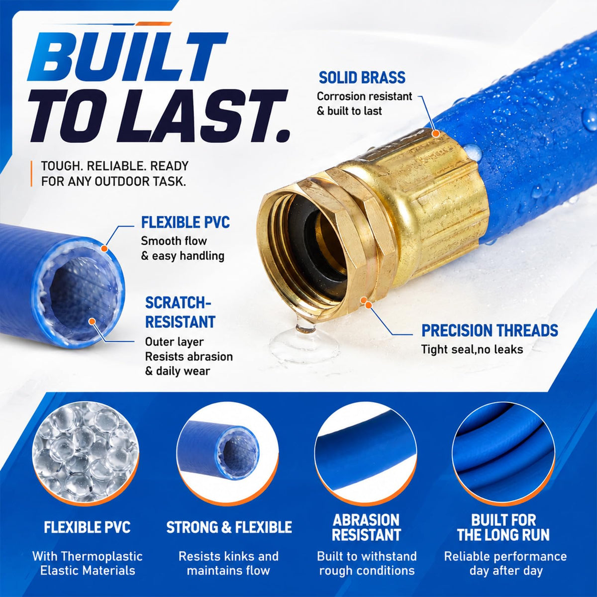 3/4" x 100 ft Lightweight Flexible Garden Hose B688655