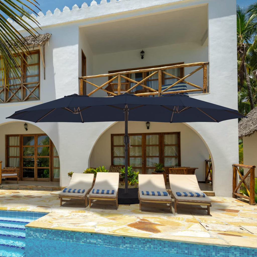 15ft Double-Sided Patio Umbrella with Base O596