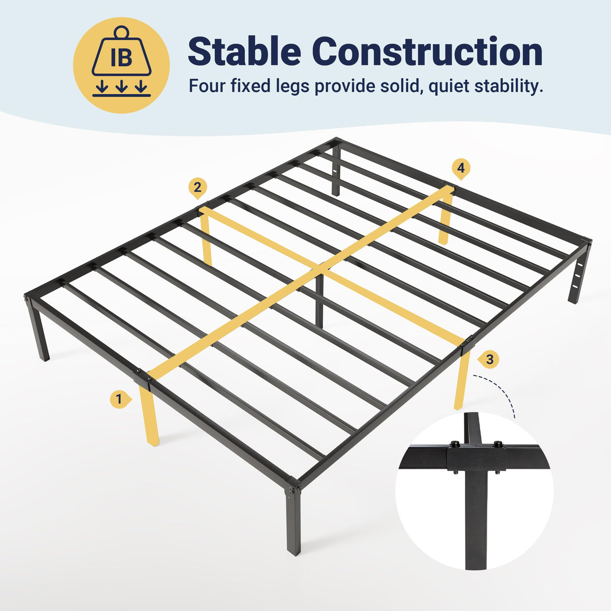 Queen 14 inch Metal Bed Frame with Storage Space C294