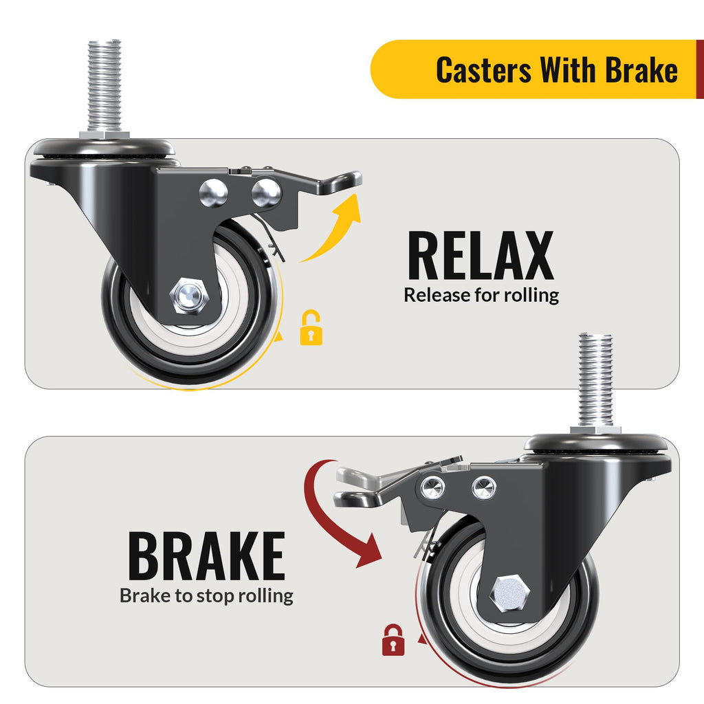 2 inch Total Locking Stem Caster Wheels Set of 4 Black H360421