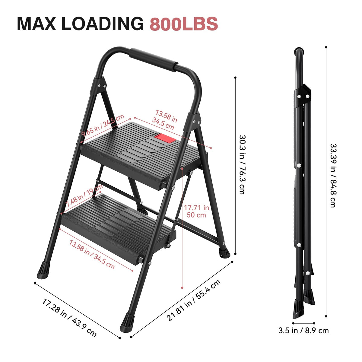 2 Step Steel Step Ladder with Handrail G578047
