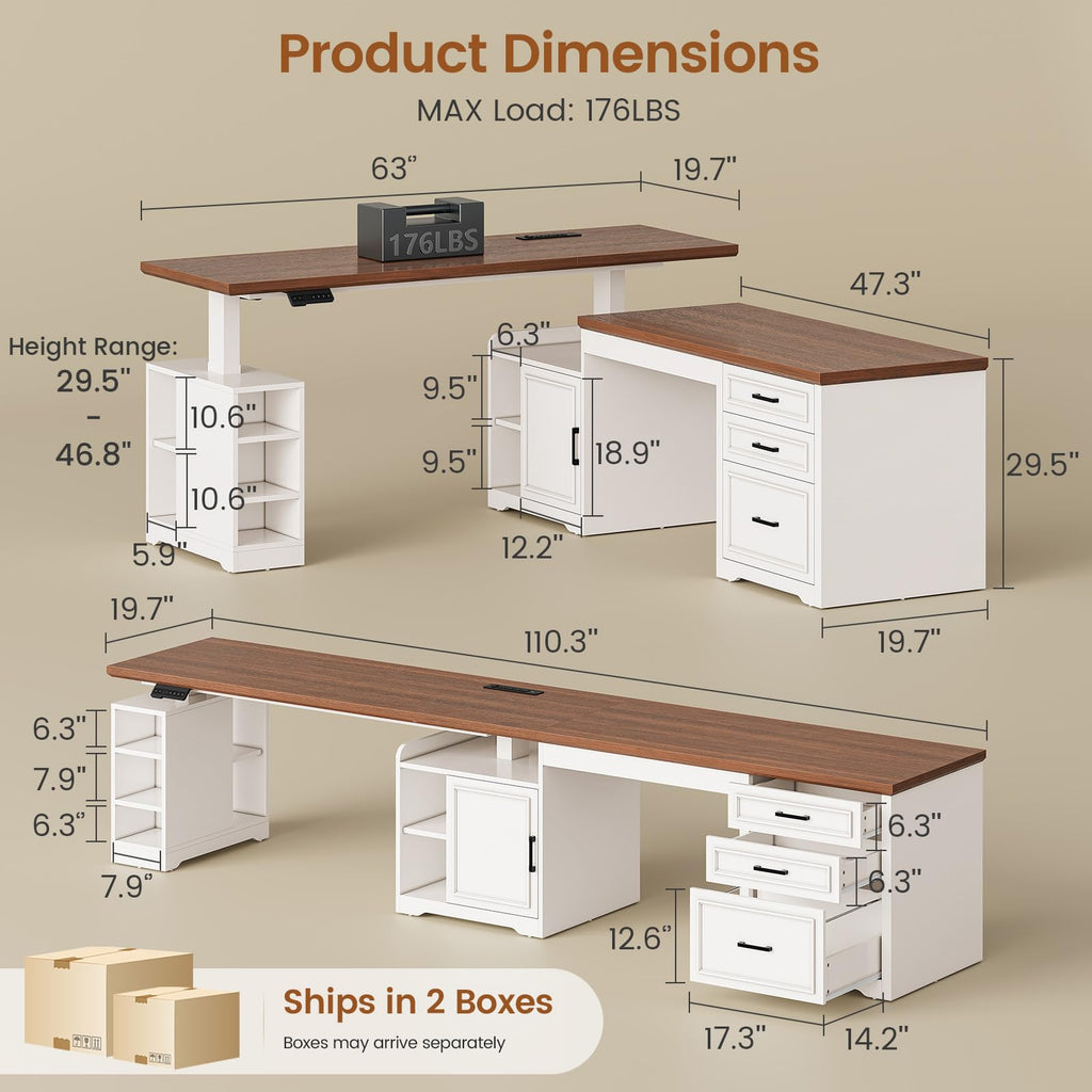 L Shaped Standing Desk with Storage Q4298