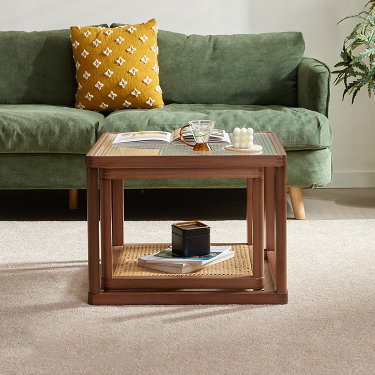 Square Glass Coffee Table Set of 2 G1050