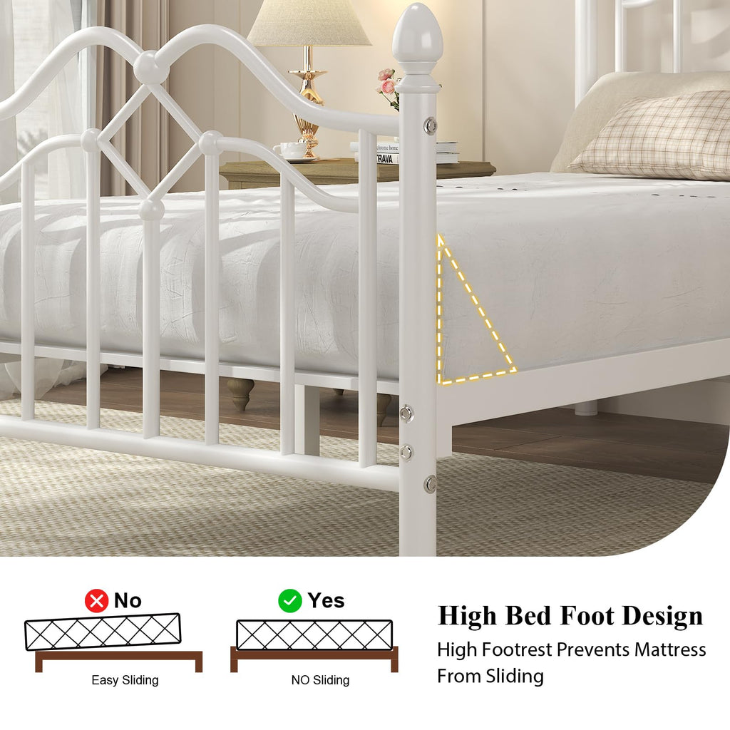 Twin Size Bed Frame with Victorian Headboard & Footboard I77655