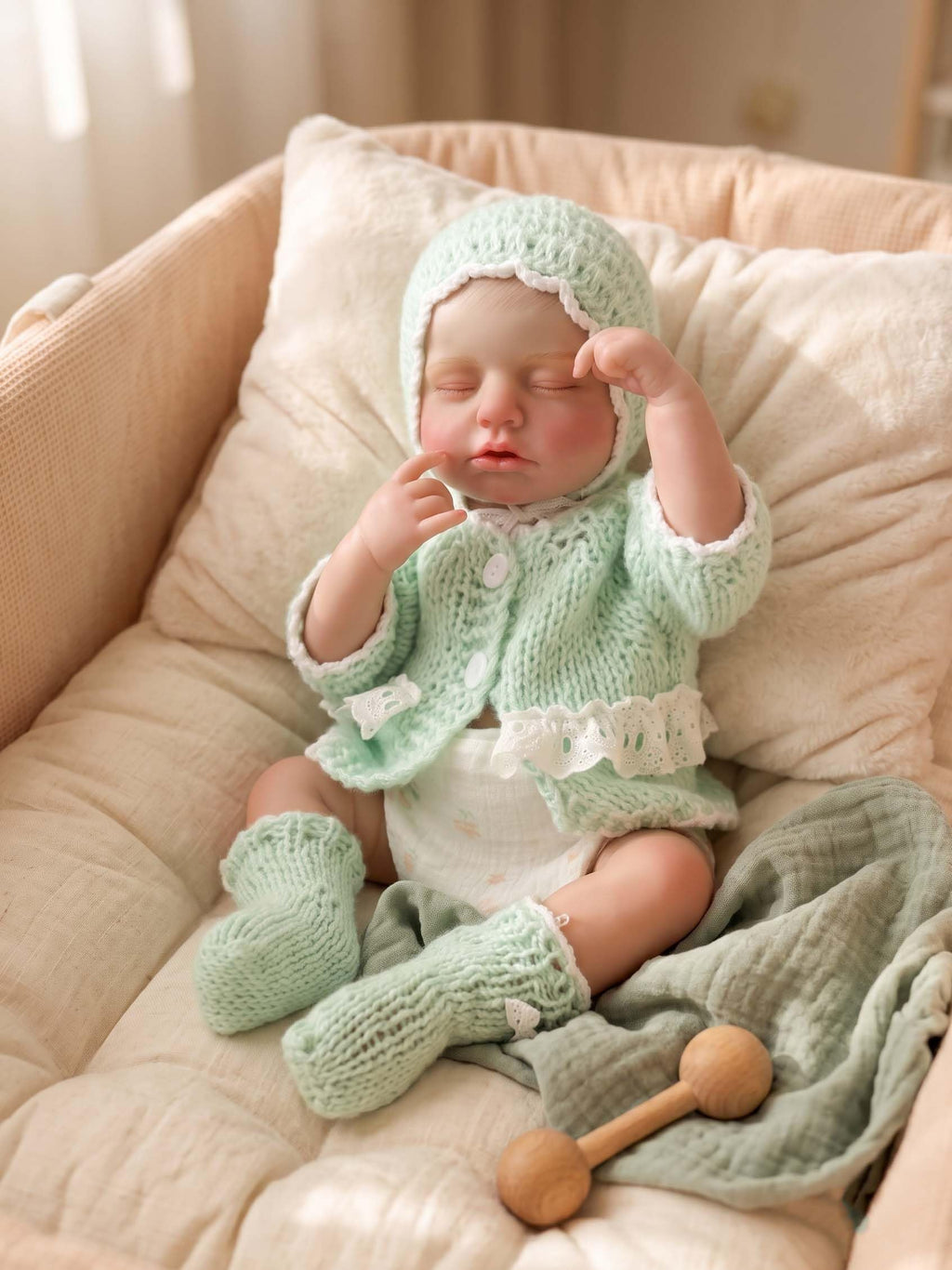 20-Inch Sleeping Reborn Baby Doll with Knitted Hat M80448