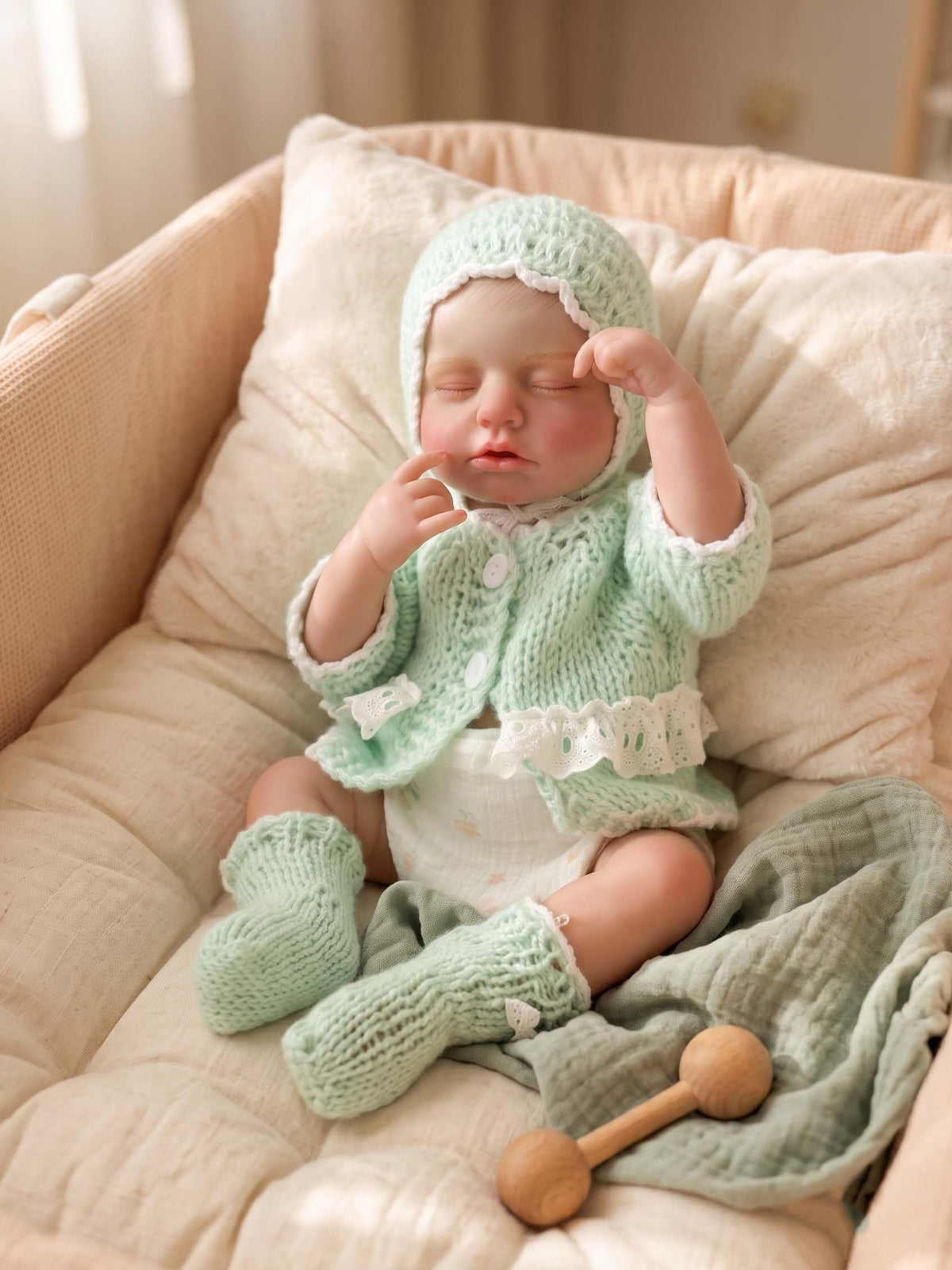 20-Inch Sleeping Reborn Baby Doll with Knitted Hat M80448