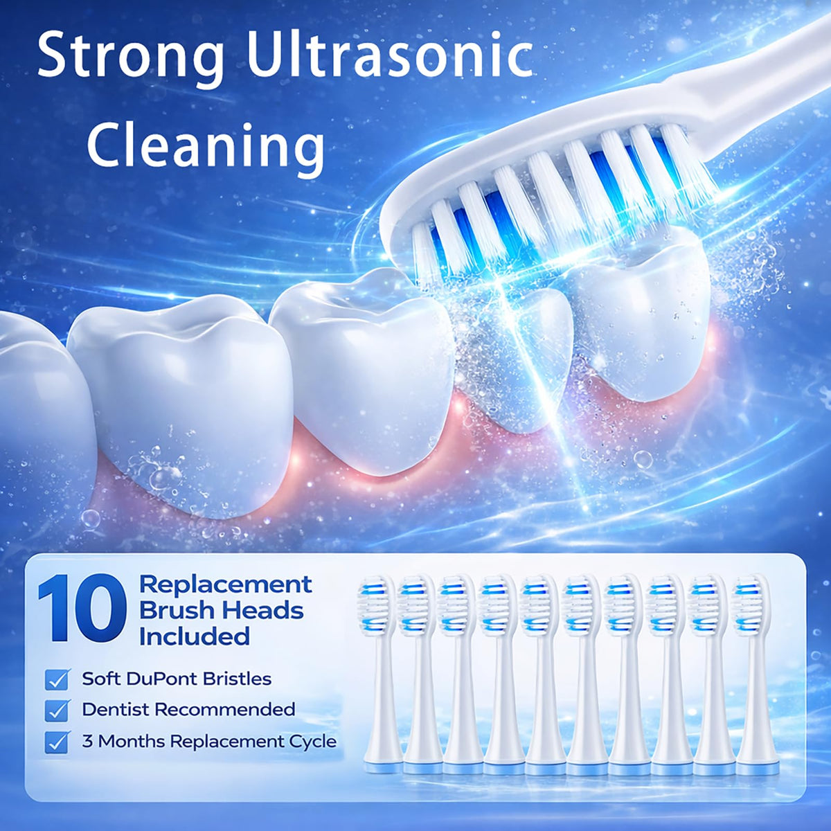 2 Pack Electric Toothbrush with 10 Replacement Brush Head C86456