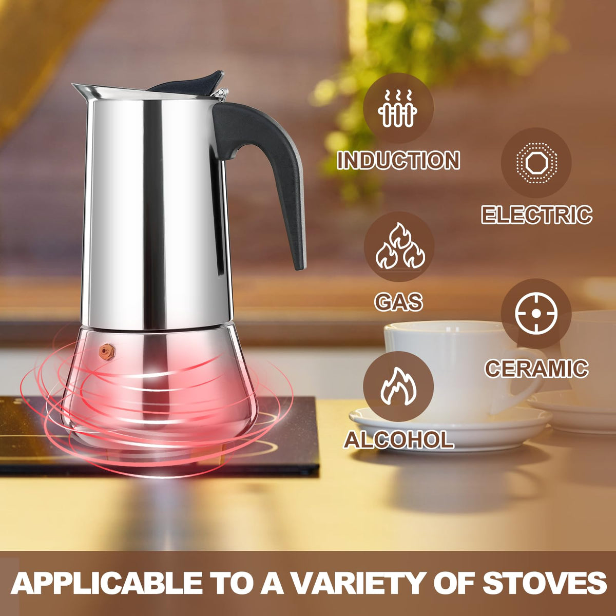 12 Cup Stainless Steel Stovetop Espresso Maker Moka Pot Z513