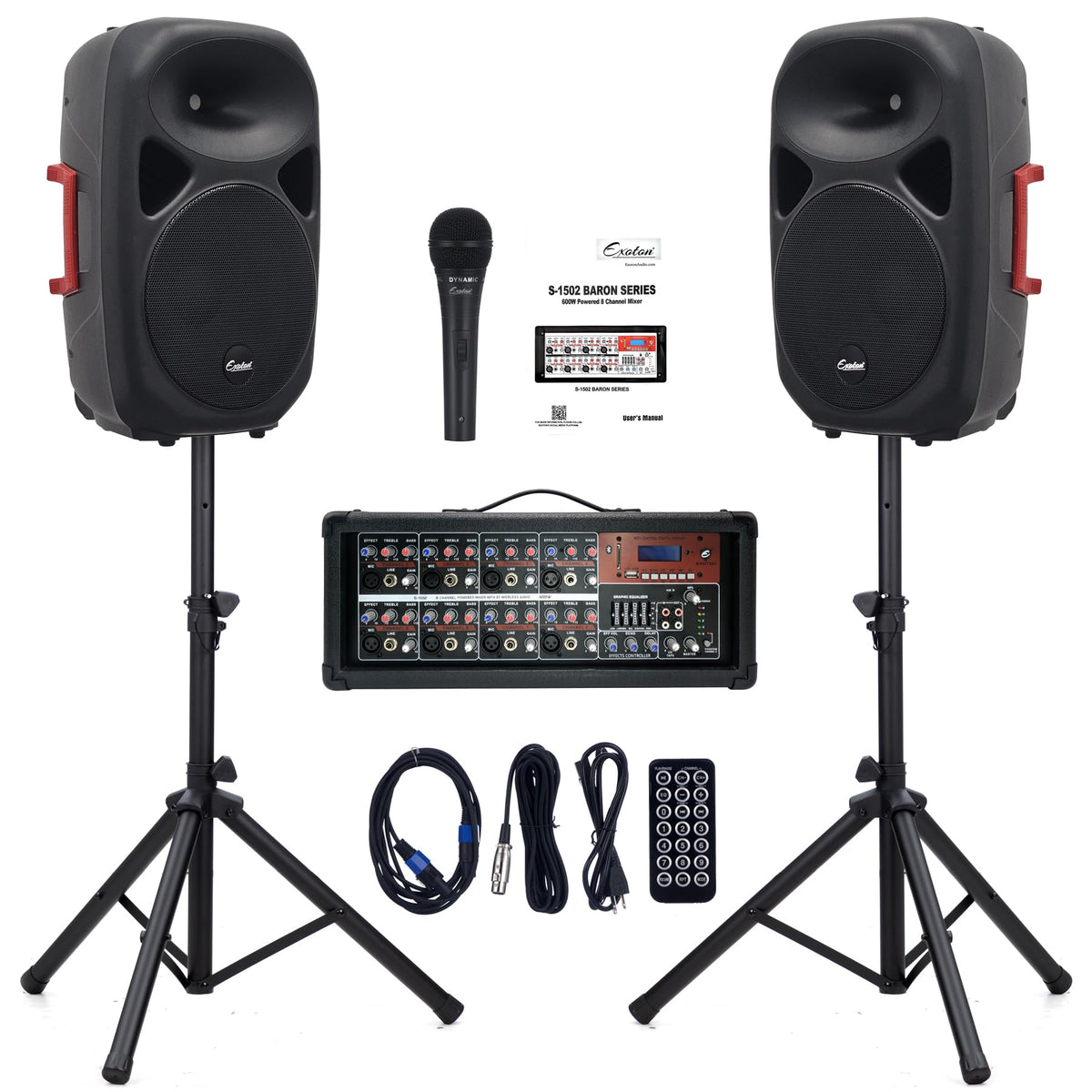 15inch 2000W Bluetooth PA System with Powered Mixer Set E47497