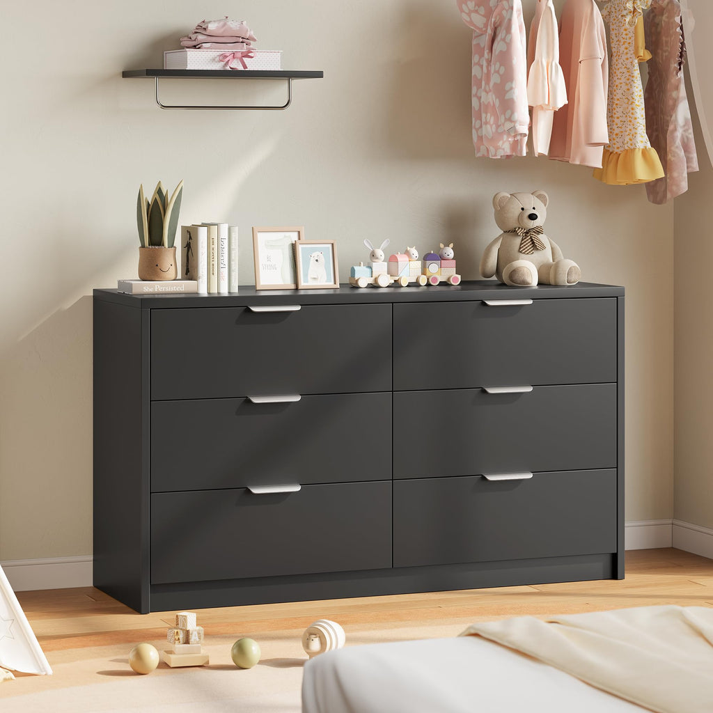 53" Wide 6 Drawer Wood Dresser U897
