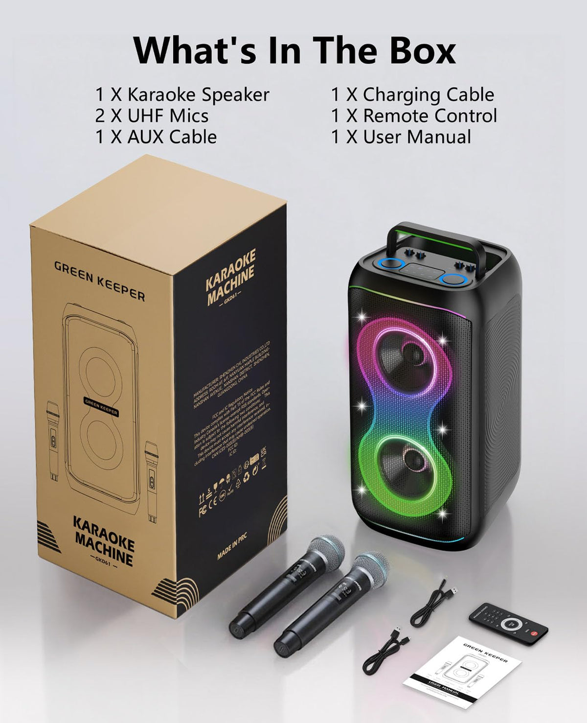 500W Karaoke Machine with 2 Wireless Microphones and Dual 6.5'' Subwoofers G272839