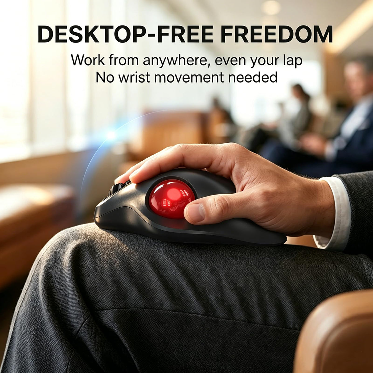 Wireless Trackball Mouse, Ergonomic with 30° Tilt, 5 DPI, Red A848639