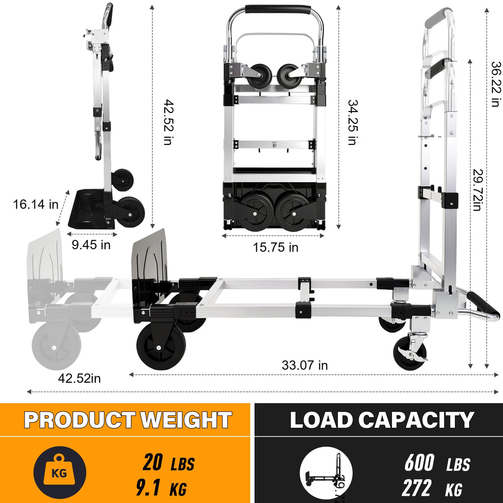 3 in 1 Convertible Folding Hand Truck with 2 Straps V444052
