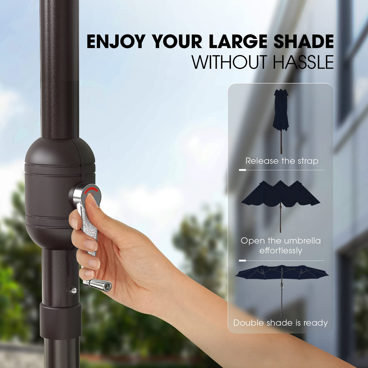 15ft Double-Sided Patio Umbrella with Base O596
