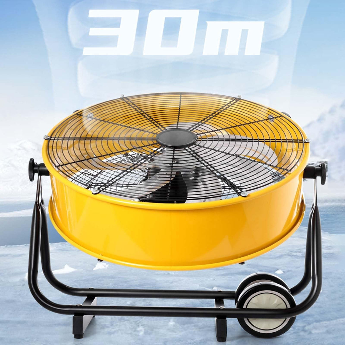Heavy Duty Floor Drum Fan 3-Speed 360° Tilt Metal L128