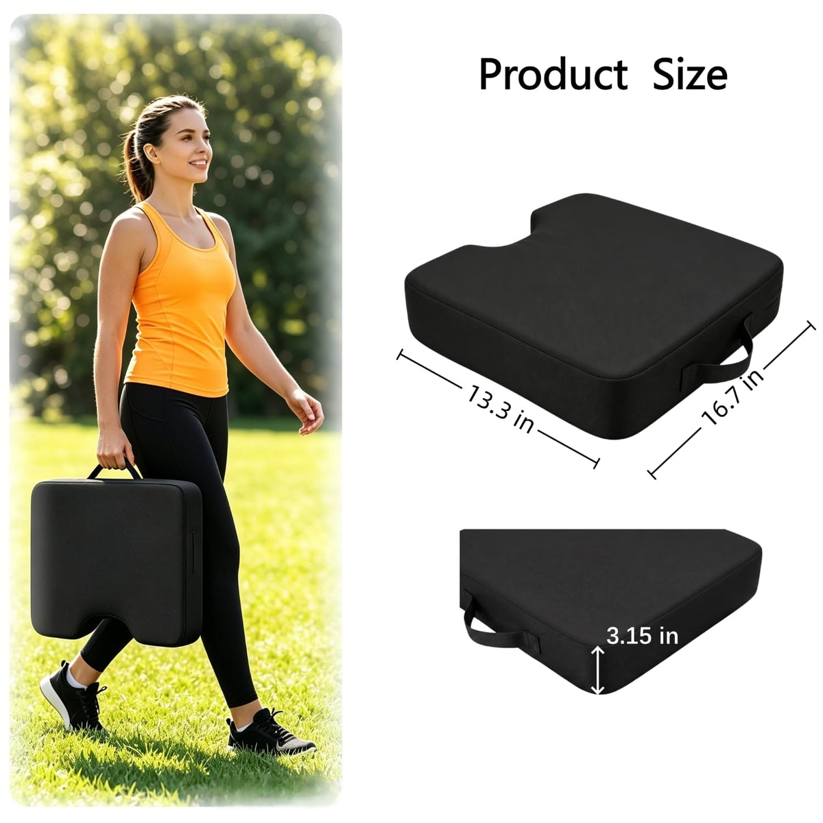 2 Pack Extra Thick Portable Bleacher Seat Cushions with Handle X85894