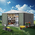 12X10FT Metal Storage Shed with Lockable Doors F186