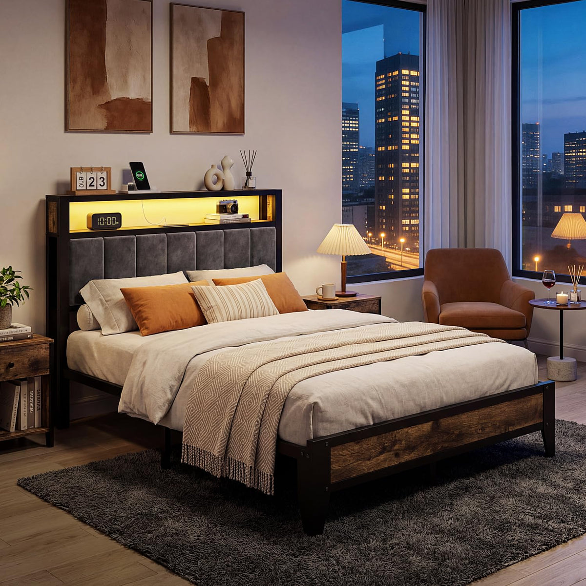 Full Size Bed Frame with Headboard F8763