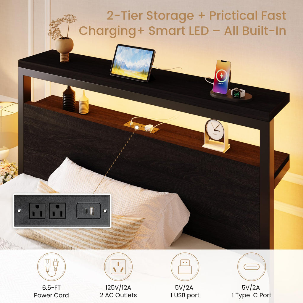 Twin LED Bed Frame with 2 Storage Drawers R697