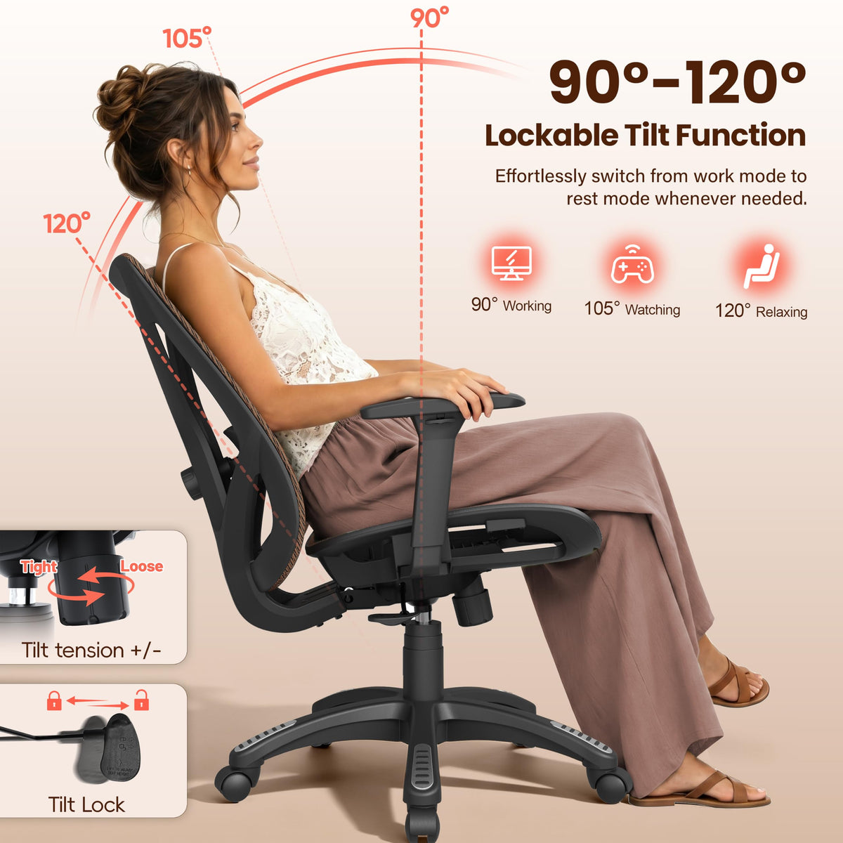 Ergonomic Mesh Office Chair with Adjustable Lumbar Support E2127