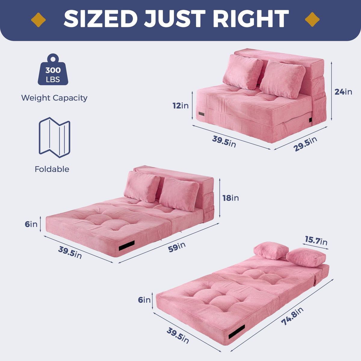 Convertible Sofa Bed with Pillow P11578