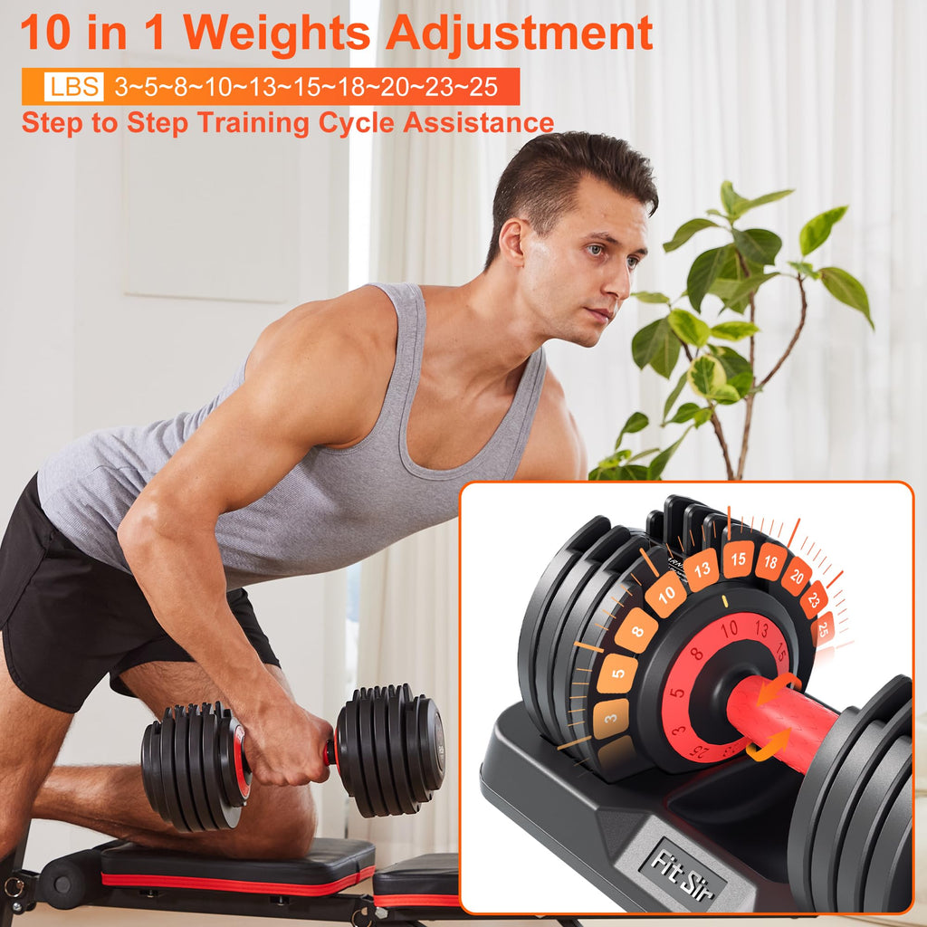 Adjustable Dumbbell Set 25LB/50LB/90LB with Storage Tray A8705