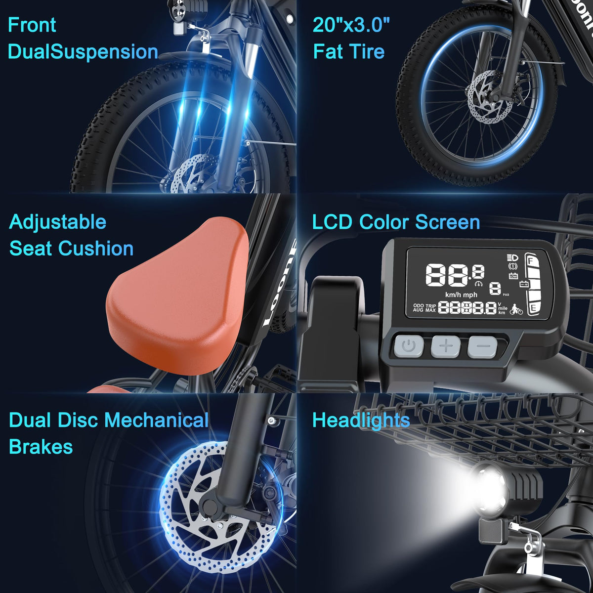 Ebike with Rear Seat & Front Basket N800