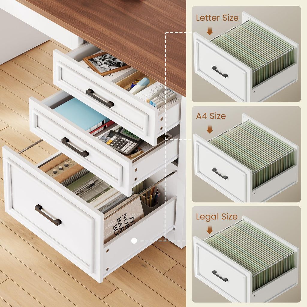 L Shaped Standing Desk with Storage Q4298
